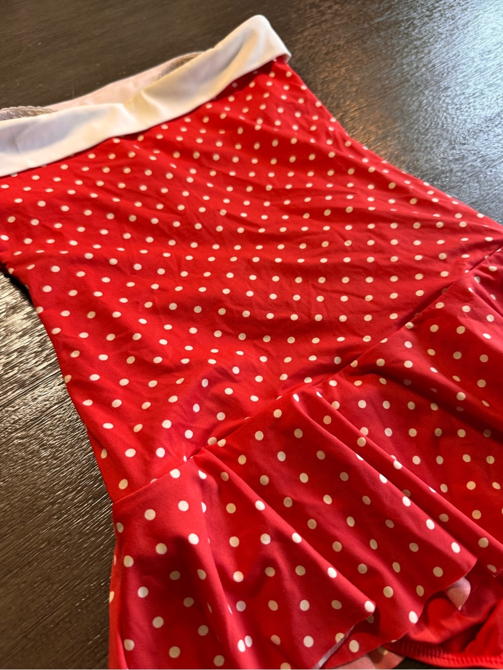 Vintage Ralph Lauren One Piece Polka Dot Swimsuit Mini Skirt 6 Red White - Picture 4 of 11